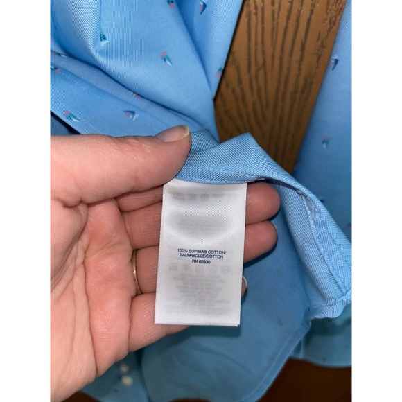 Lands’ End men’s sailboat print 100% supima cotton button front shirt (15-34) - Picture 3 of 4